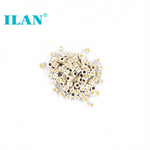 ILAN Abalorios 6x6mm Bianco con lettere dorate 17g per la creazione di gioielli - Product Image 2