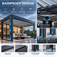 Pergola bioclimatique motorisée moderne en aluminium, toit à lamelles en aluminium 6063-T5, pergolas en aluminium