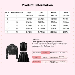 Robes de danse latine pour filles de 6 à 16 ans, veste métallique professionnelle pour concours de danse, débardeurs courts, jupe trapèze pour la danse - Product Image 6