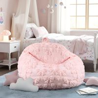 Housse de pouf rose avec nœud, sans rembourrage, en peluche moelleuse et lavable, une place pour adolescents