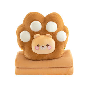 Gato Pata Animal Rosto De Pelúcia Travesseiro Cobertor 2-em 1 Ar Condicionado Cobertor Escritório Do Carro Nap Cobertor Por Atacado Personalização - Product Image 2