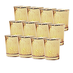 Set di 12 pezzi porta candele in vetro luce da tè per matrimonio <span class=keywords><strong>oro</strong></span> votivo con tappo in alluminio per matrimoni - Product Image 1