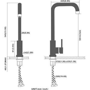 Grifo de fregadero de cocina de acero inoxidable de un solo nivel DB, pulverizador de tracción, acabado de níquel cepillado con aleación de Zinc para cocina de dormitorio RV - Product Image 3