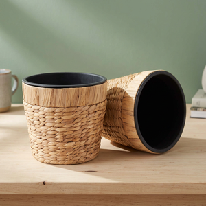 Maceta Tejida de Jacinto de Agua, Cesta para Plantas de Interior, Estilo Rústico, Color Natural, para Decoración del Hogar - Product Image 2