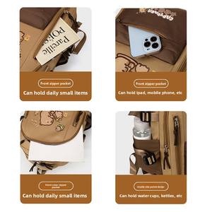 กระเป๋าเป้สะพายหลังนักเรียนลายคาปิบาร่าน่ารักแบบ 3-in-1 ปี 2026 ชุดกระเป๋าเป้เด็กคาปิบารา เหมาะสำหรับนักเรียนหญิง - Product Image 5