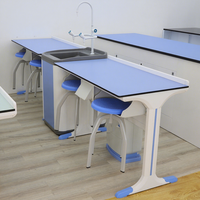 Table de travail moderne en métal pour écoles et laboratoires hospitaliers avec plan de travail en résine phénolique