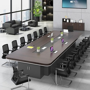 Conjunto de Mesa de Conferencia Rectangular para 16-20 Personas, Escritorio Moderno para Reuniones y Capacitación de Oficina con Sillas - Product Image 1
