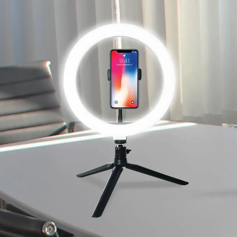 Kısılabilir LED halka ışık ile telefon tutucu selfie dolgu ışığı için Tiktok YouTube Video 10 inç LED halka ışık ile Tripod standı