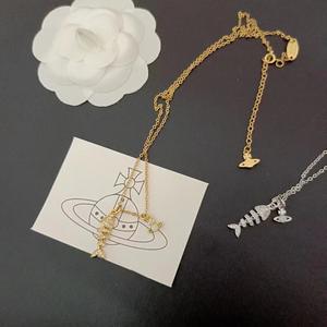 Conjunto de Collar y Pendientes de Cadena de Bambú y Cobre con Colgante de Espina de Pescado Pequeña, Estilo Imperio de la Emperatriz Saturna 2024, Unisex - Product Image 5