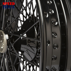 Two Line Laced Black Wire <b>Wheel</b> 19 Inch 3.62J Wide 60 Spokes Center <b>Lock</b> 42mm Hub for Riley Pre War Classic Restoration - Product Image 4