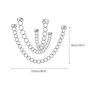 Lustre collier de perles avec <span class=keywords><strong>guirlande</strong></span> évasée d'orbes en verre opale, supports et entretoises en laiton, plafonnier inspiré des bijoux - Product Image 3