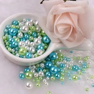 ไข่มุกพลาสติกสีขาวเบจ ขนาดผสม 3-8 มม. มีรูสำหรับทำเครื่องประดับ - Product Image 2