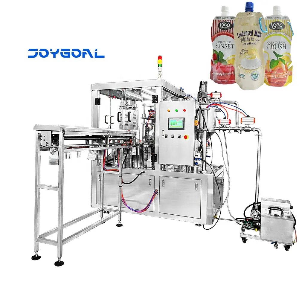 Joygoal Roterende Automatische Tuit Doypack Vulling Capping Machine Pouch Vulling Capping Machine Uitloop