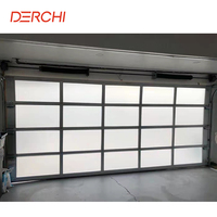Portes de garage doubles automatiques en verre, acier et aluminium DERCHI, haute performance et prix compétitif pour les zones résidentielles haut de gamme