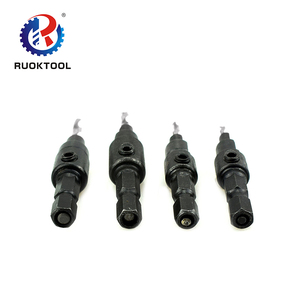 4pcs HSS 1/4 mango redondo de carpintería con cabeza avellanada tornillo taladro para trabajar la madera perforado se <span class=keywords><strong>abre</strong></span> - Product Image 1