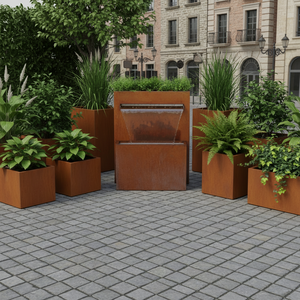 Jardinière rectangulaire en acier Corten, finition brillante, directement de l'usine, pour la décoration de jardins extérieurs, les designers paysagistes, les entreprises de construction - Product Image 5