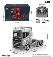 Camion télécommandé Huina 1501 1502 770S V8 1/18 en alliage, 19 canaux, 2.4G, simulation intérieure-extérieure, lumières et sons réalistes, jouet RC pour experts