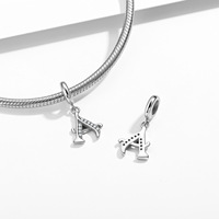 Breloques Alphabet en Argent Sterling 925 A-Z 26 Lettres, Pendentif Initiale Pavé CZ pour Bracelet et Collier DIY, Cadeaux Personnalisés
