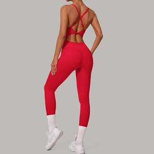 Großhandel Damen-<span class=keywords><strong>Jumpsuit</strong></span>, rückenfreier Body, Shapewear, Playsuit mit verstellbaren Trägern, Shorts-Romper mit Brustpolster für Pilates und Yoga - Product Image 2