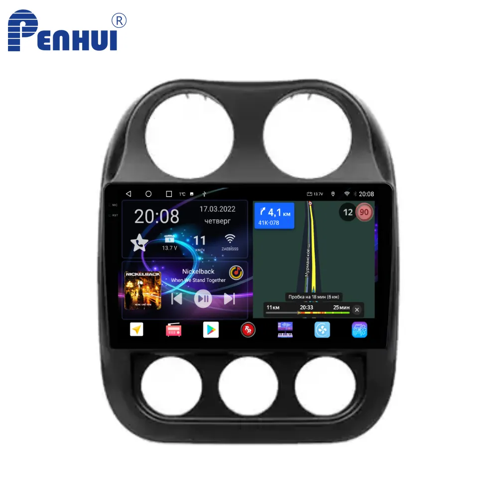 Penhui Android Auto DVD-Player für Jeep Compass 1 MK 2009 - 2015 Radio GPS Navigation Audio Video CarPlay DSP Multimedia 2