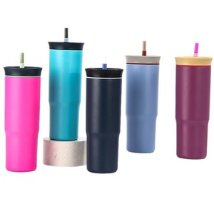Nouveau gobelet isotherme à double paroi en acier inoxydable 304 de 24 oz avec paille intégrée ; Anti-fuite, compatible eau bouillante, maintient au chaud 6 à 12 heures - Product Image 1