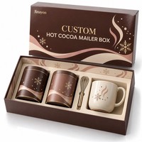 Boîte à courrier rigide personnalisée pour chocolat chaud avec couvercle, emballage cadeau imprimé CMYK avec laminage brillant