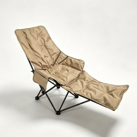 Chaise pliante inclinable portable à trois niveaux réglables avec repose-jambes rembourré amovible en tissu Oxford pour le camping, la pêche et la plage