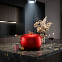 Marmite en fonte Konka avec couvercle double, intérieur antiadhésif, design moderne et minimaliste, grande capacité, compatible tous feux