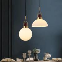 Lustre suspendu LED moderne de luxe nordique pour plafond haut, en fer et verre blanc laiteux, pour salle à manger, éclairage chaleureux 3500K à économie d'énergie