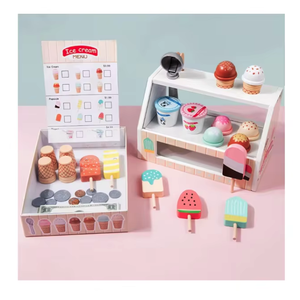 Jouet de cuisine en bois pour enfants, stand de crème glacée, jeu d'imitation, aliments jouets pour filles, cadeau idéal - Product Image 1