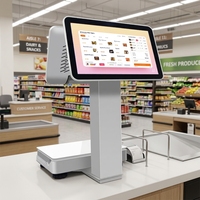 Système de point de vente Android tout-en-un avec double écran 15,6 pouces, nouvelle conception, pour restaurants et supermarchés, avec balance intégrée.
