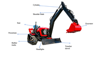 Motoculteur multifonctionnel à essence à double usage avec chenilles, haute productivité et application d'engrais