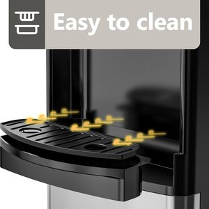 Distributeur d'eau Euhomy à chargement par le haut, pour bouteilles de 3 ou 5 gallons, eau chaude et froide, sur pied, argent/noir, plastique et acier inoxydable - Product Image 6