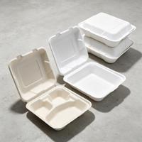 Boîtes à emporter écologiques en bagasse, conteneurs à clapet en fibres végétales pour la livraison d'aliments chauds et froids, restauration, vente en gros, usine