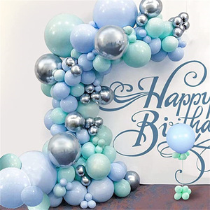 118 pièces Maca <span class=keywords><strong>bleu</strong></span> vert argent couronne arc ensemble fête d'<span class=keywords><strong>anniversaire</strong></span> bébé douche enfants événement décoration Arrangement - Product Image 1