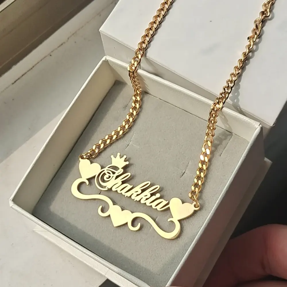 Custom Name Pendant With Heart Personalized Letter Choker Necklaces For Men Women 18k Gold Plated Fashion Jewelry Necklaces