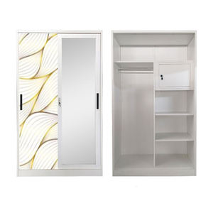 <span class=keywords><strong>Armadio</strong></span> Moderno in Acciaio Facile da Montare con Porta Scorrevole e Specchio Stampato per Ufficio e Casa - Product Image 3