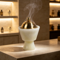 Brûleur d'encens Mubkhar en marbre de luxe, pierre naturelle Onyx Travertin, porte-bakhoor pour la décoration de la maison et des Majlis