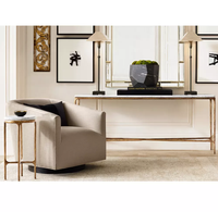 Table console de luxe unique avec plateau en marbre et base en bronze forgé fini à la main, tables consoles, meubles de villa de luxe