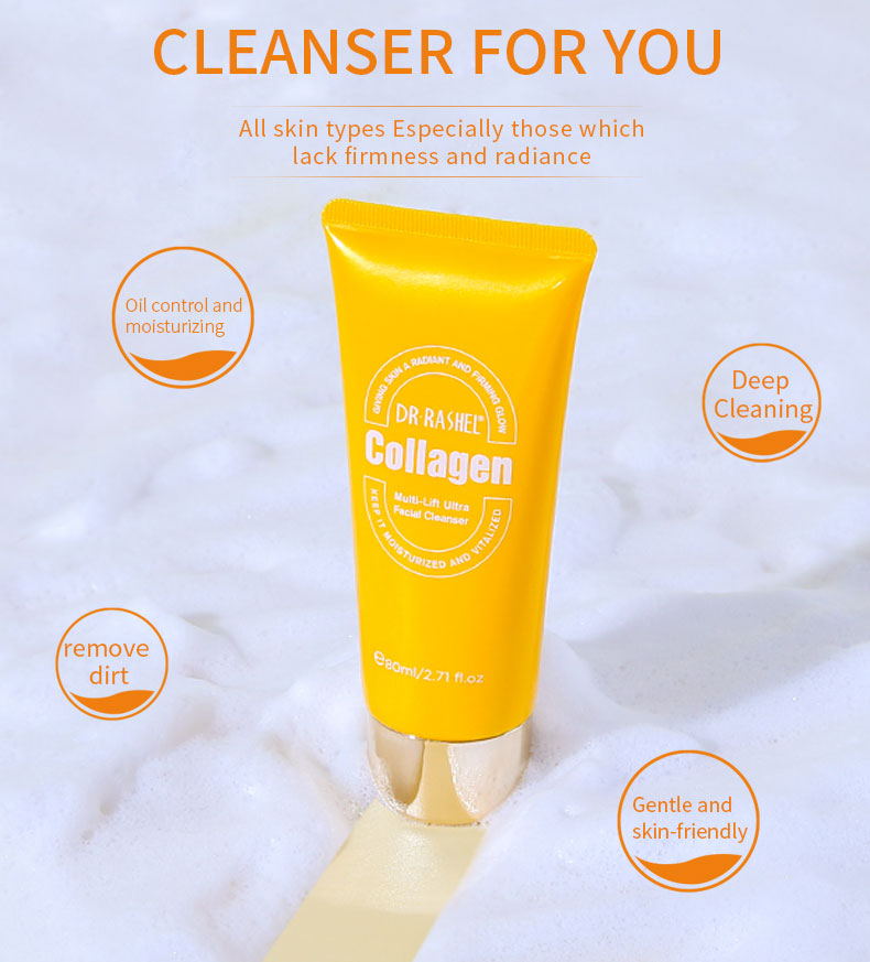 2022 New Coming DR RASHEL Collagen Multi-Lift Ultra Essence Facial Cleanser OEM 80ml Face Wash