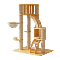 Arbre à chat en bois massif, structure d'escalade et lit tout-en-un pour chats de grande taille, design compact et luxueux, grande taille pour les chats de type Maine Coon