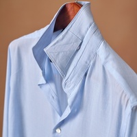 Kemeja Pria Kasual Campuran Wol Lengan Panjang Slim Fit Anti Kusut Formal Bisnis Kantor Kancing Depan Logo Custom Grosir