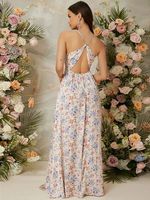 Robe d'été longue à fleurs pour femmes, décontractée, ample, bohème, imprimé, décolleté en v profond, plage