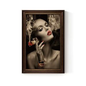 Rétro Bar Décoration Murale <span class=keywords><strong>Sexy</strong></span> Femme Fumer Toile Cigare Lounge Art Man Cave Style Américain - Product Image 1