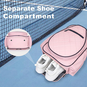 Tennis bag Pick ball bag Quilted Pick ball backpack with <b>shoe</b> compartment and waterproof pocket Pick racket bag Sports fitness - Product Image 6