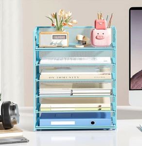 ถาดใส่เอกสาร 6 ชั้น แบบตาข่าย สำหรับจัดระเบียบเอกสารบนโต๊ะทำงาน พร้อมหูหิ้ว สามารถวางซ้อนกันได้ - Product Image 2