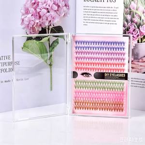 Extensions de <span class=keywords><strong>cils</strong></span> individuelles colorées en soie épaissie, faux <span class=keywords><strong>cils</strong></span> verts, violets, bleus, roses, oranges, jaunes pour l'amélioration de la beauté - Product Image 4