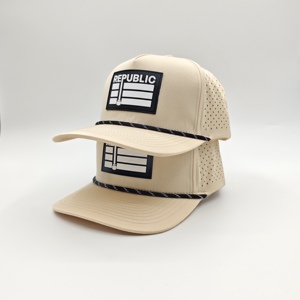 Casquette de golf avancée à 5 panneaux, imperméable, avec logo en silicone personnalisé, faible MOQ, OEM, patch en caoutchouc 3D perforé au laser, respirante - Product Image 2