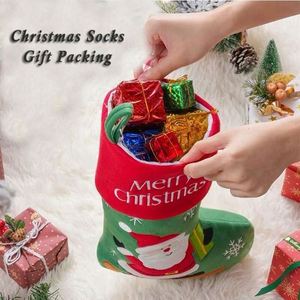 Non Woven Felt Velvet Hanging Decoration Candy <b>Gift</b> Bag Packing Sock Custom Christmas Stockings for Embroidery - Product Image 2