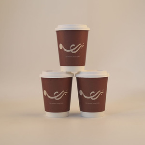 Disposable Double Kraft Wall 12oz 14oz 16oz Hot Stamp Paper Hot Coffee Cups Waterproof PE LidsPrinted Wholesale